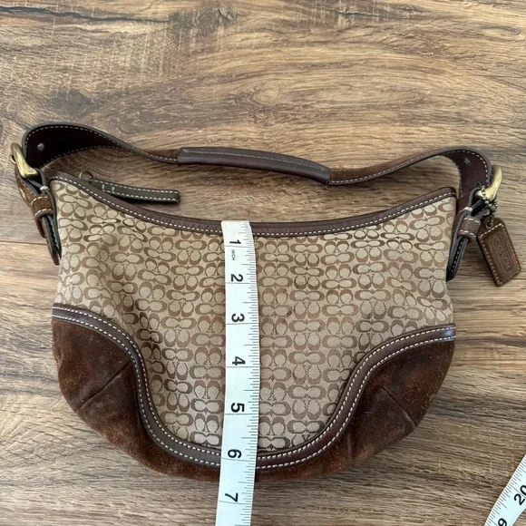 COACH Vintage Y2K Mini Soho Crescent Hobo Shoulder Bag Brown Tan Monogram VGUC - Picture 16 of 17